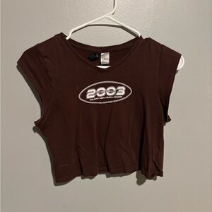 Brown Sleeveless Graphic Top